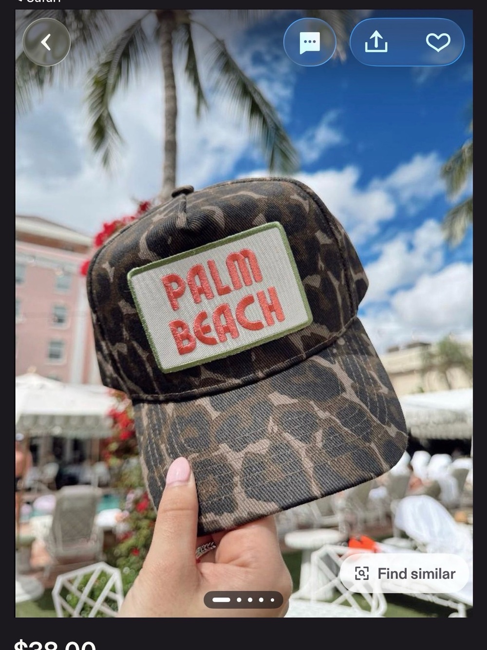 Palm Beach Leopard Patch Trucker Hat - Green/Coral Patch